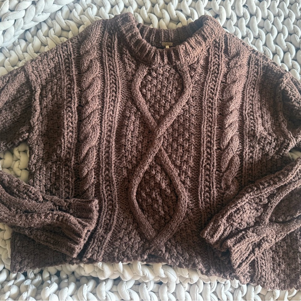 Free People raw hem calbleknit sweater